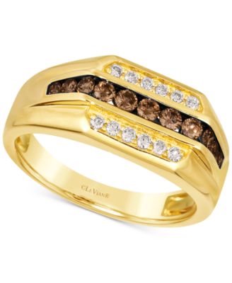 Men's Chocolate Diamond & Nude Diamond Three Row Ring (5/8 ct. t.w.) in 14k Gold