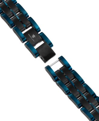 Men's Watch Link Bracelet in Blue and Black Ion-Plated Stainless Steel