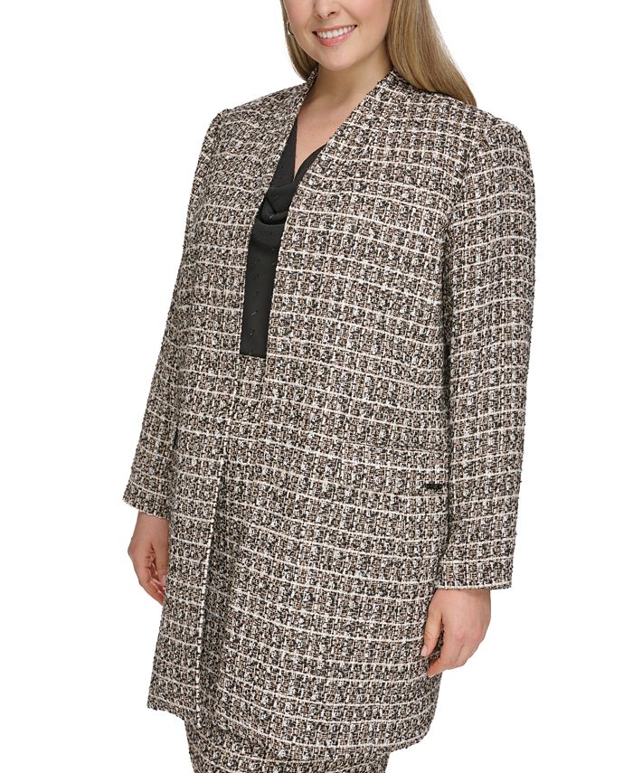 Calvin Klein Plus Size Novelty Open Front Topper Jacket Macy s