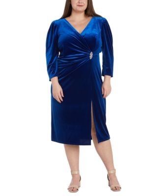 R & M Richards - Plus Size V-Neck Side-Ruched Dress