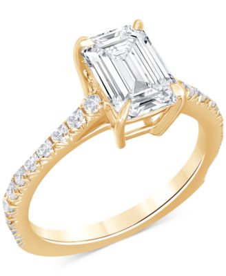 Badgley Mischka - Certified Lab Grown Diamond Emerald-Cut Engagement Ring (2-1/2 ct. t.w.) in 14k Gold