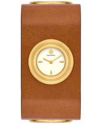 Tory Burch - Women's Brown Leather Cuff Strap Watch 30mm