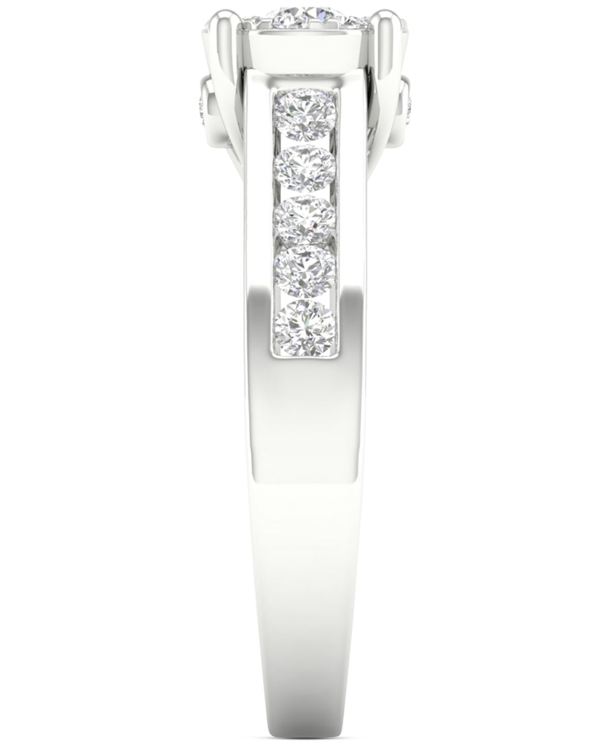 Macy's Diamond Cluster Channel-set Engagement Ring (3/4 Ct. T.w.) In 14k White Gold In White Gold