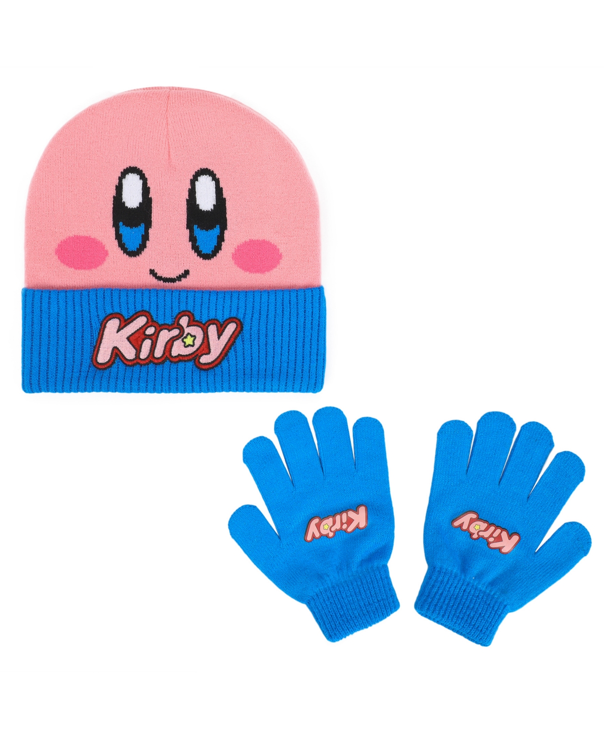 Bioworld Big Boys Kirby Rib Knit Hat And Gloves Set, 2 Piece In Blue