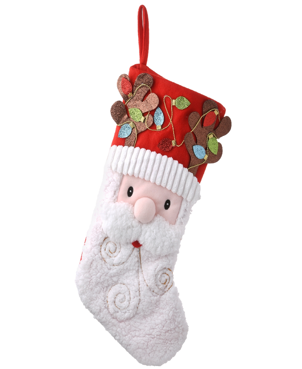 National Tree Company 20" Be Merry Collection Novelty Santa Stocking In Red
