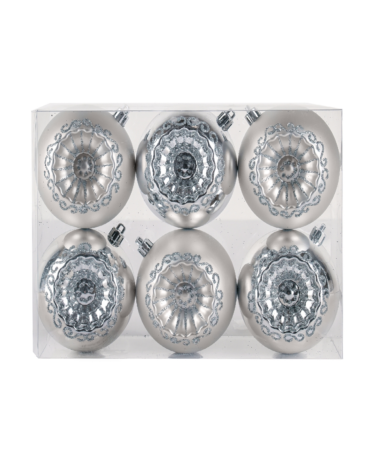 National Tree Company First Traditions 6 Piece Shatterproof Glittering Ornaments In Silver