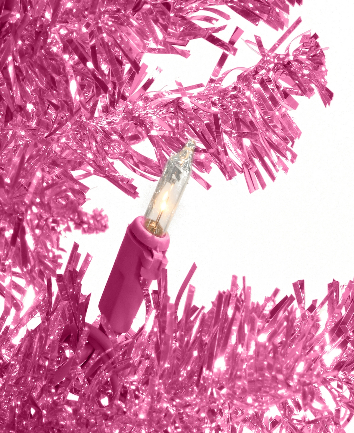 National Tree Company 6' Tinsel Tree With Clear Lights In Pink