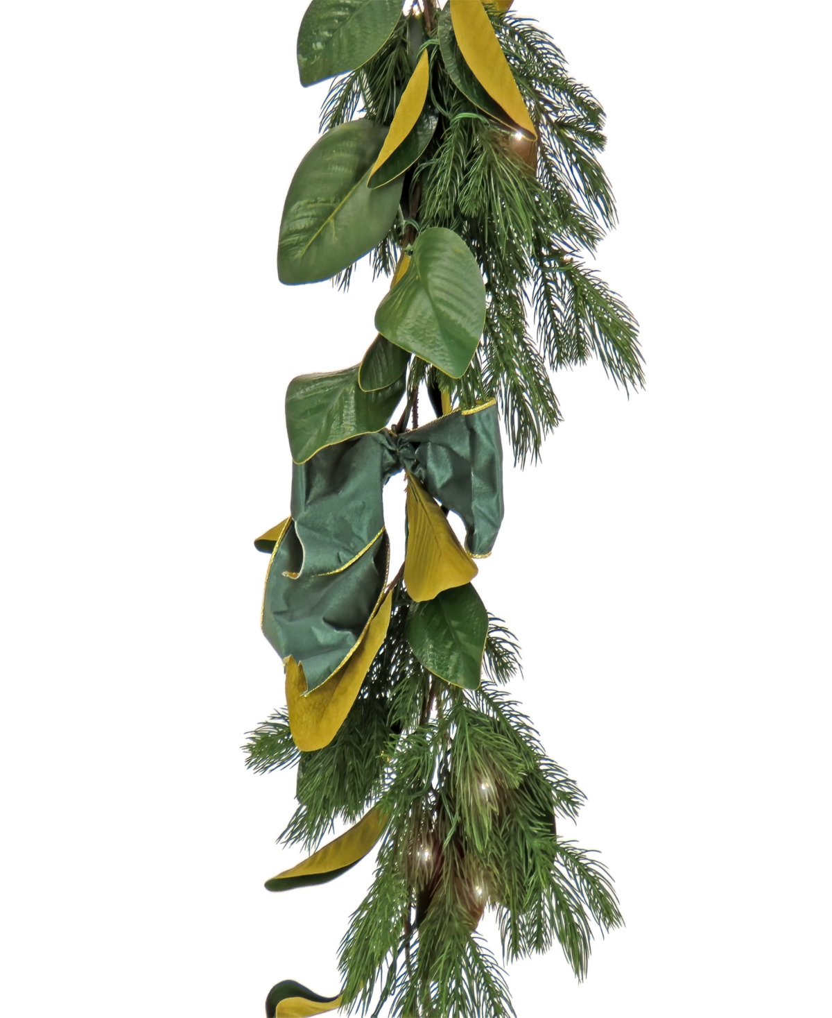 Shop National Tree Company , 9" Christmas Magnolia Mix Pine Garland W Led Lights And Remote Control In Green