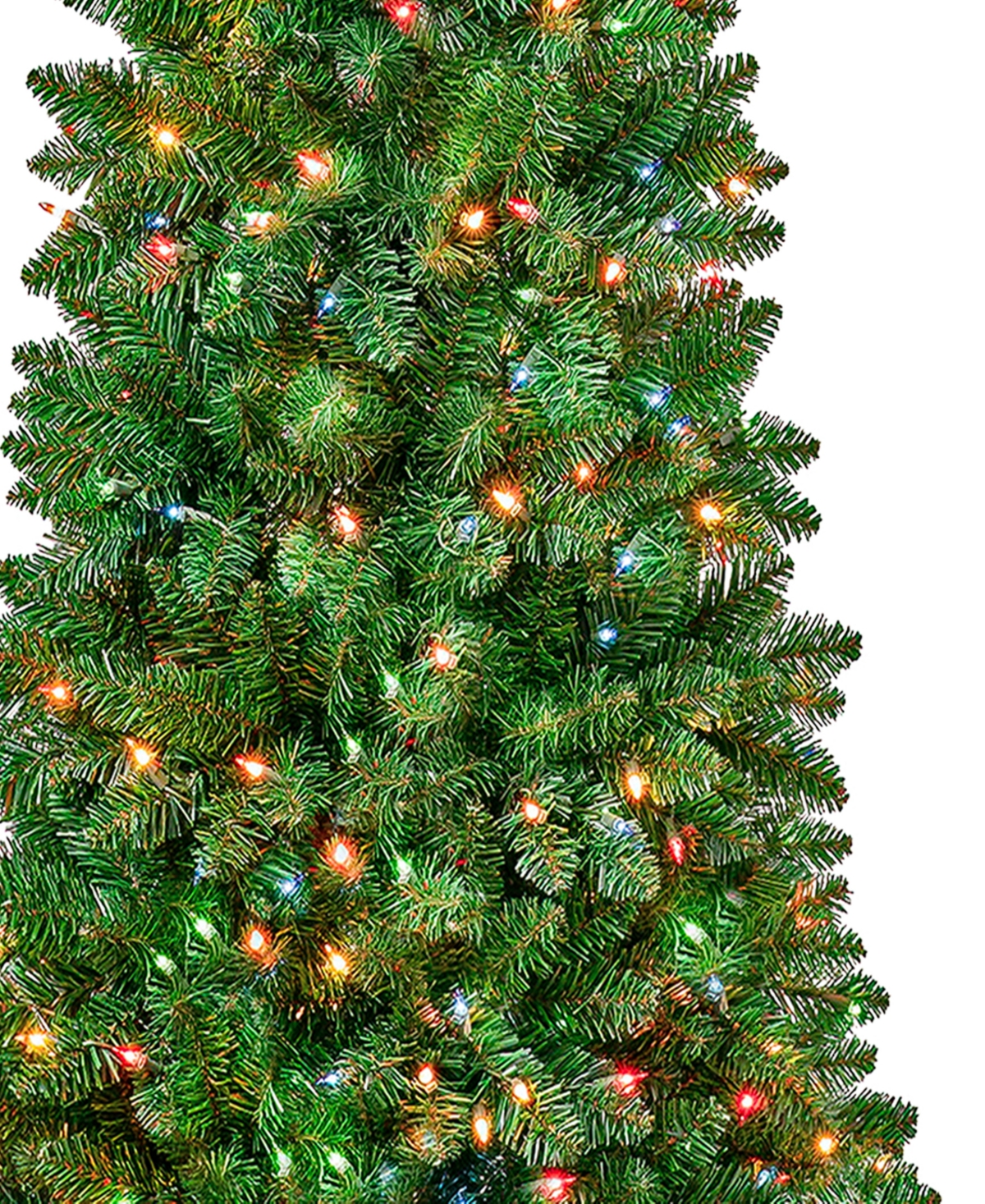 National Tree Company First Traditions 6' Rowan Pencil Slim Tree With Multicolor Lights In Green