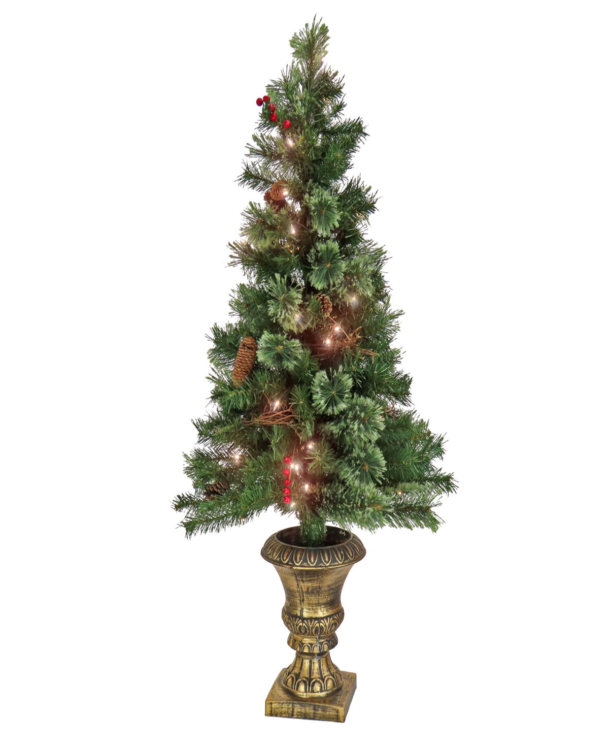National Tree Company 4ft Glistening Pine Entrance Tree With Clear Lights In Green