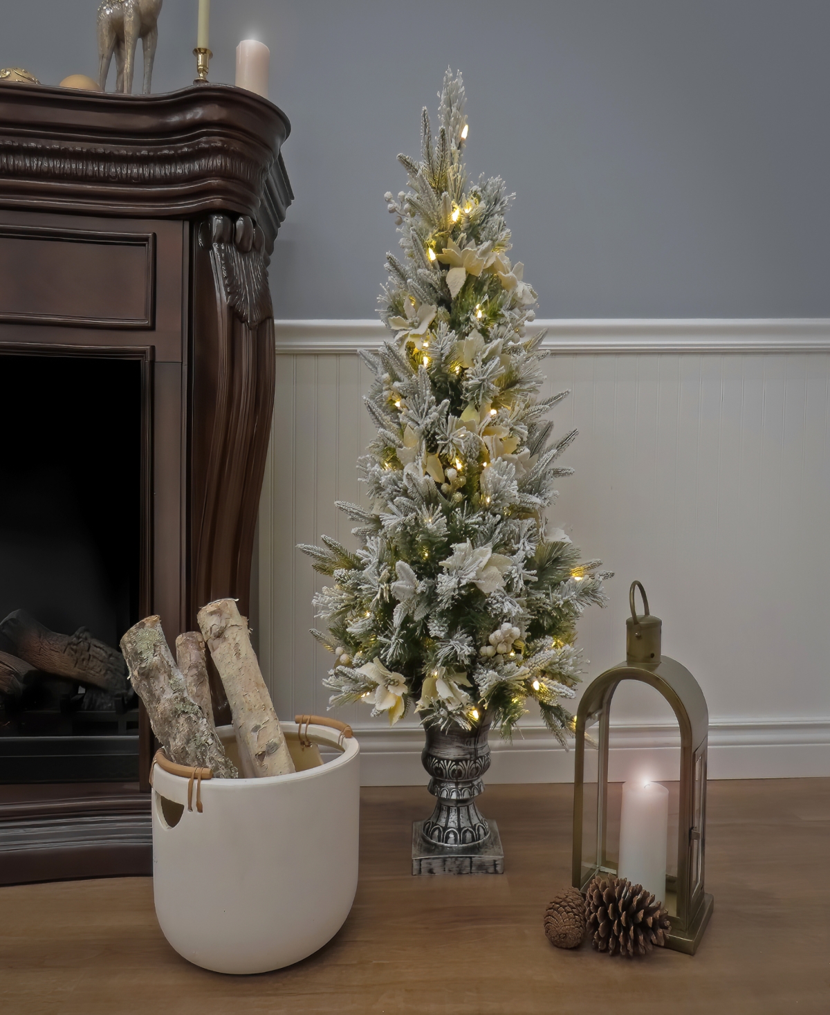 National Tree Company 4' Frosted Colonial Fir Entrance Tree With Warm Led Lights In Green