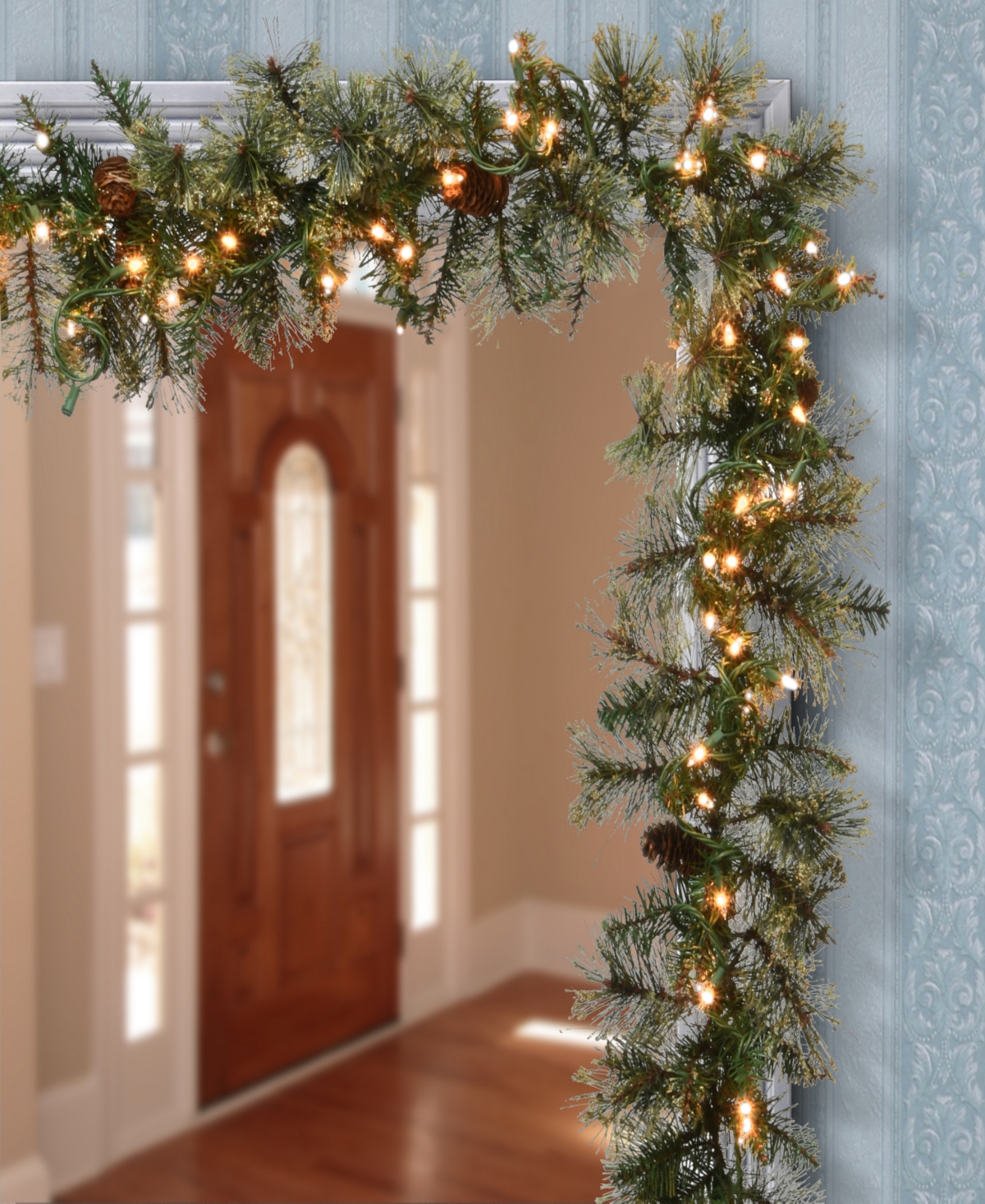 National Tree Company Bristle Garland with Clear Lights