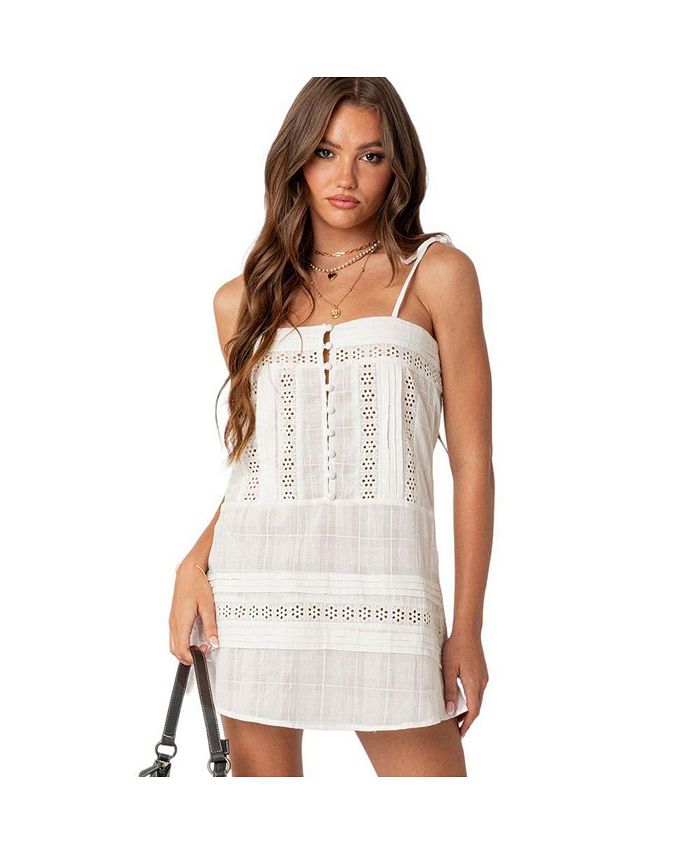 Edikted Women's August Cotton Lace Mini Dress - Macy's