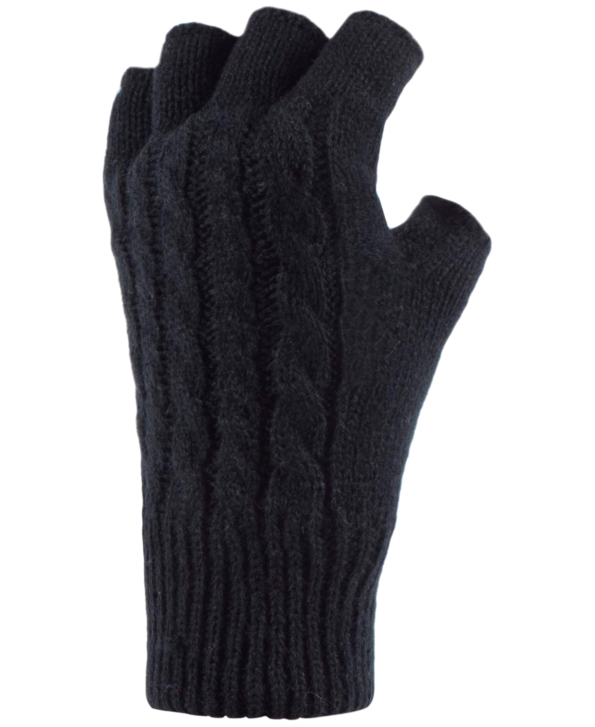 Ayla Cable Knit Fingerless Gloves - Black
