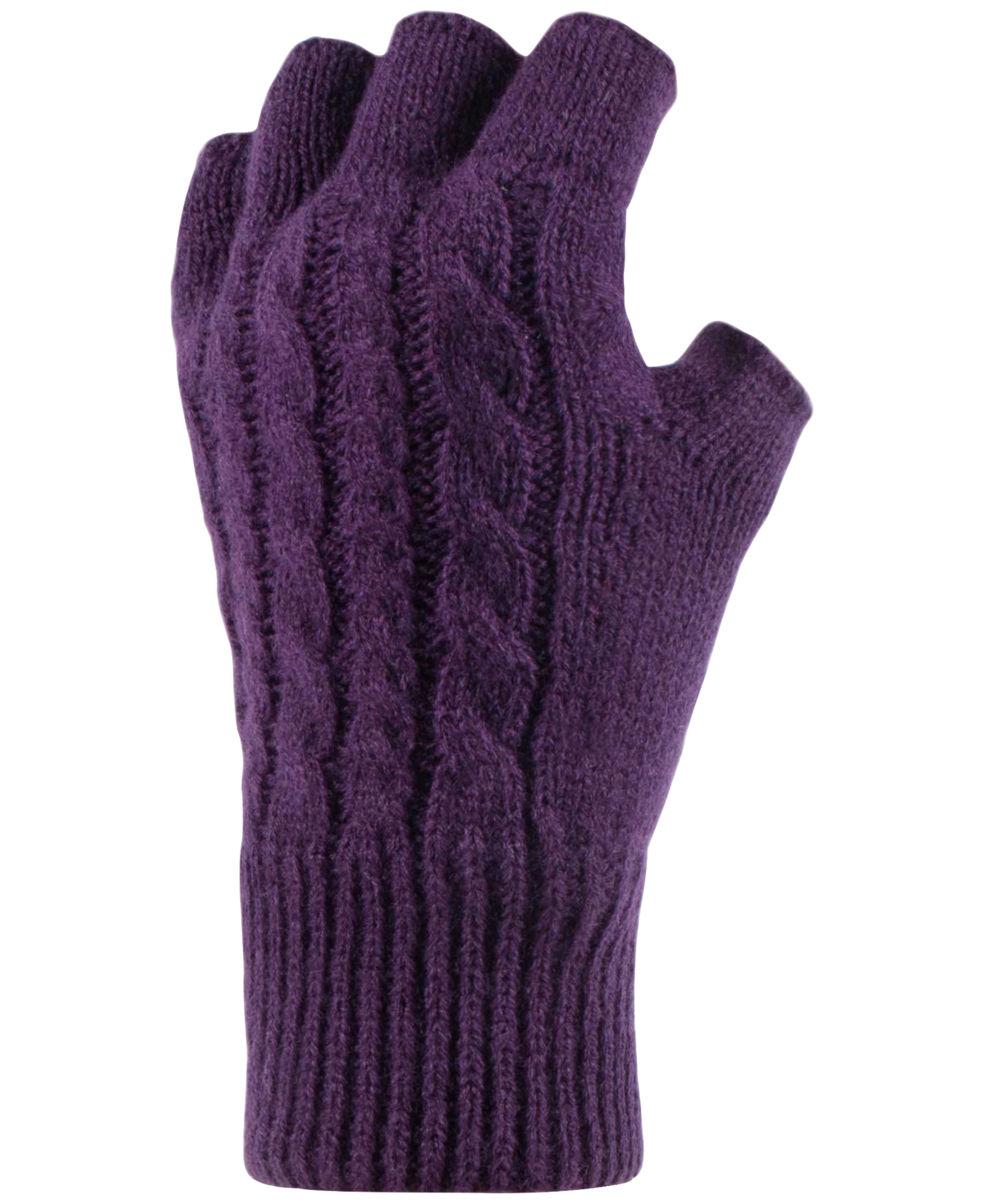 Heat Holders Ayla Cable Knit Fingerless Gloves In Purple