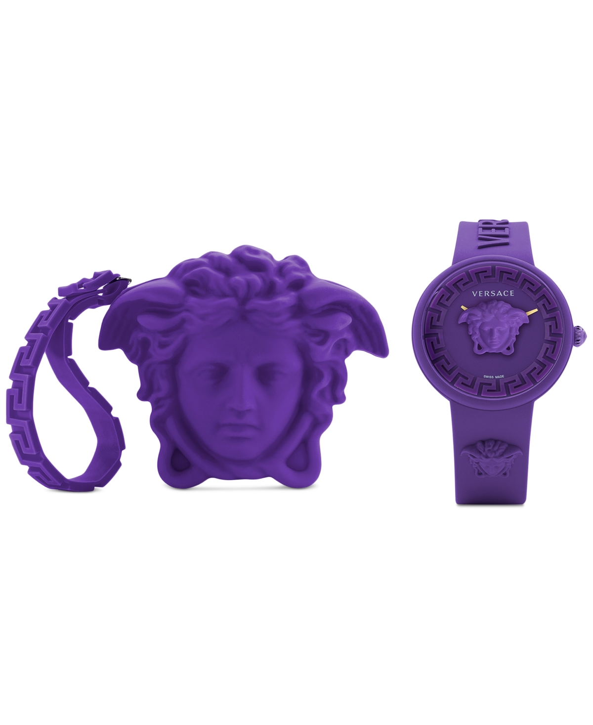 Shop Versace Women's Swiss Medusa Pop Purple Silicone Strap Watch 39mm Set