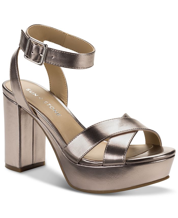 Sun + Stone Lillah Dress Sandals, Created for Macy's - Pewter - Size 11M