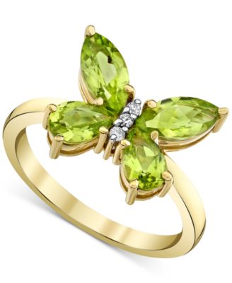 Macy's - Peridot (2 ct. t.w.) & Diamond Accent Butterfly Ring in 10k Gold