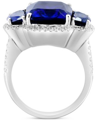 EFFY&reg; Lab Grown Sapphire (10-3/8 ct. t.w.) & Lab Grown Diamond (1/3 ct. t.w.) Halo Statement Ring in 14k Gold (Also in Lab Grown Ruby & Lab Grown Emerald)