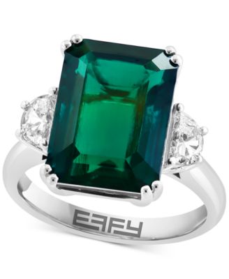 EFFY Collection - Lab Grown Emerald (5-5/8 ct. t.w.) & Lab Grown Diamond (1/2 ct. t.w.) Ring in 14k White Gold