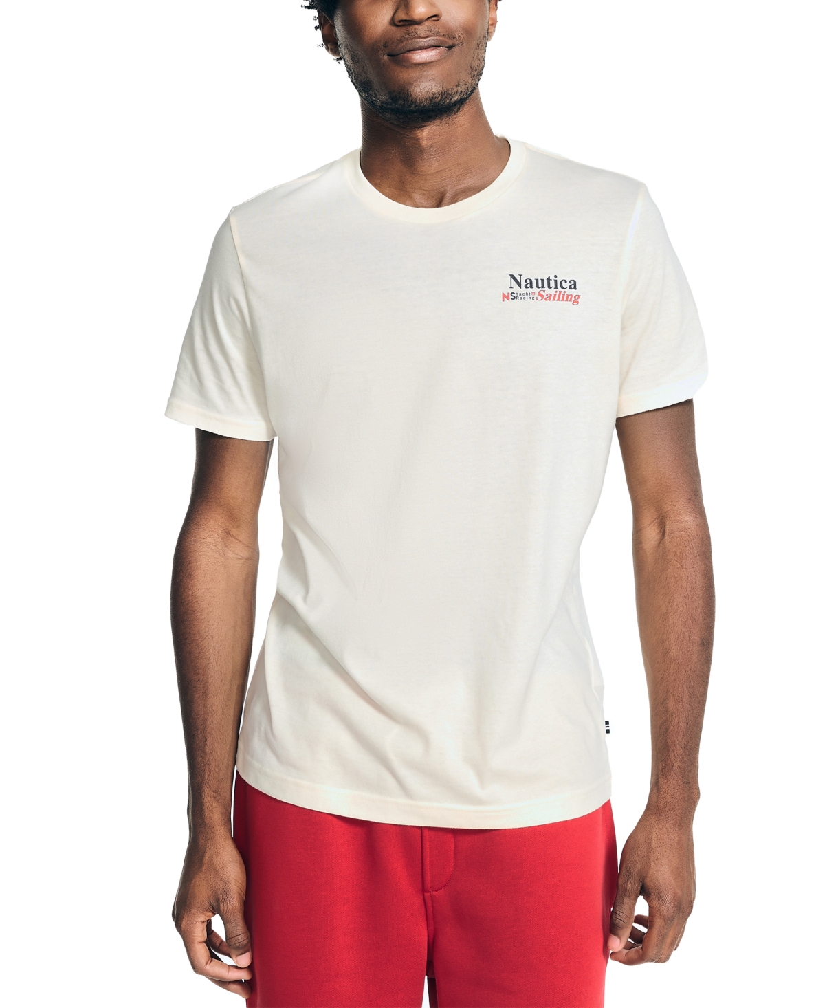 Nautica Men's Short-sleeve Yacht Racing Graphic T-shirt In Bright White