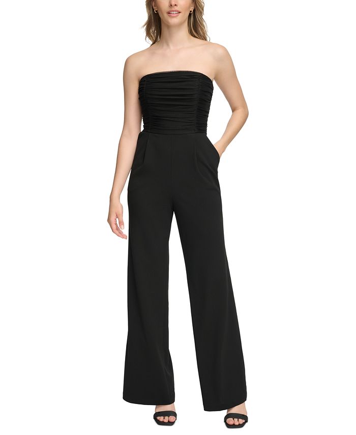 Calvin Klein Women's Ruched-Bodice Strapless Jumpsuit - Macy's