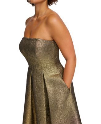 Calvin Klein Women's Strapless Metallic Jacquard Formal Dress - Macy's