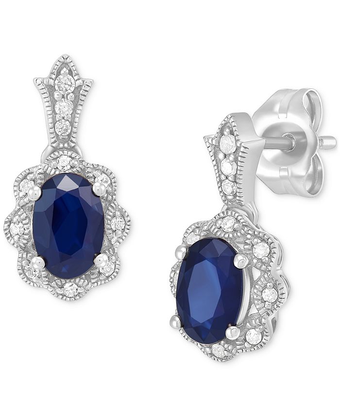 Macy s Sapphire 1 1 3 ct. t.w. Diamond Drop Earrings in 14k