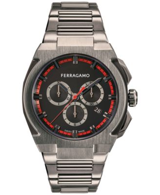 Ferragamo - Men's Edge Swiss Chronograph Ion-Plated Gunmetal Stainless Steel Bracelet Watch 43mm