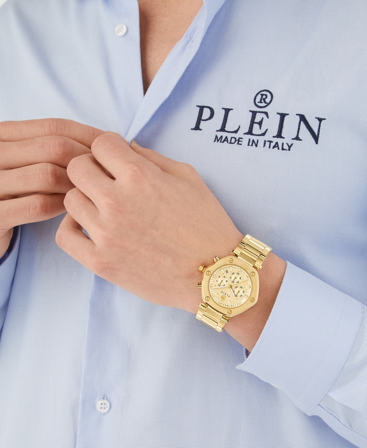 Philipp Plein The Hexagon Chrono Bracelet Watch In Ip Yellow Gold