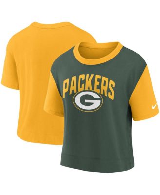 Women's Gold, Green Green Bay Packers High Hip Fashion T-shirt
