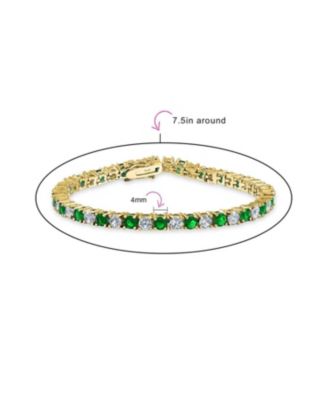 Alternating Stones Round Cubic Zirconia 12.00 CT 4 Prong Basket Set Solitaire CZ Tennis Bracelet Prom Gold Plated 7.5 Inch