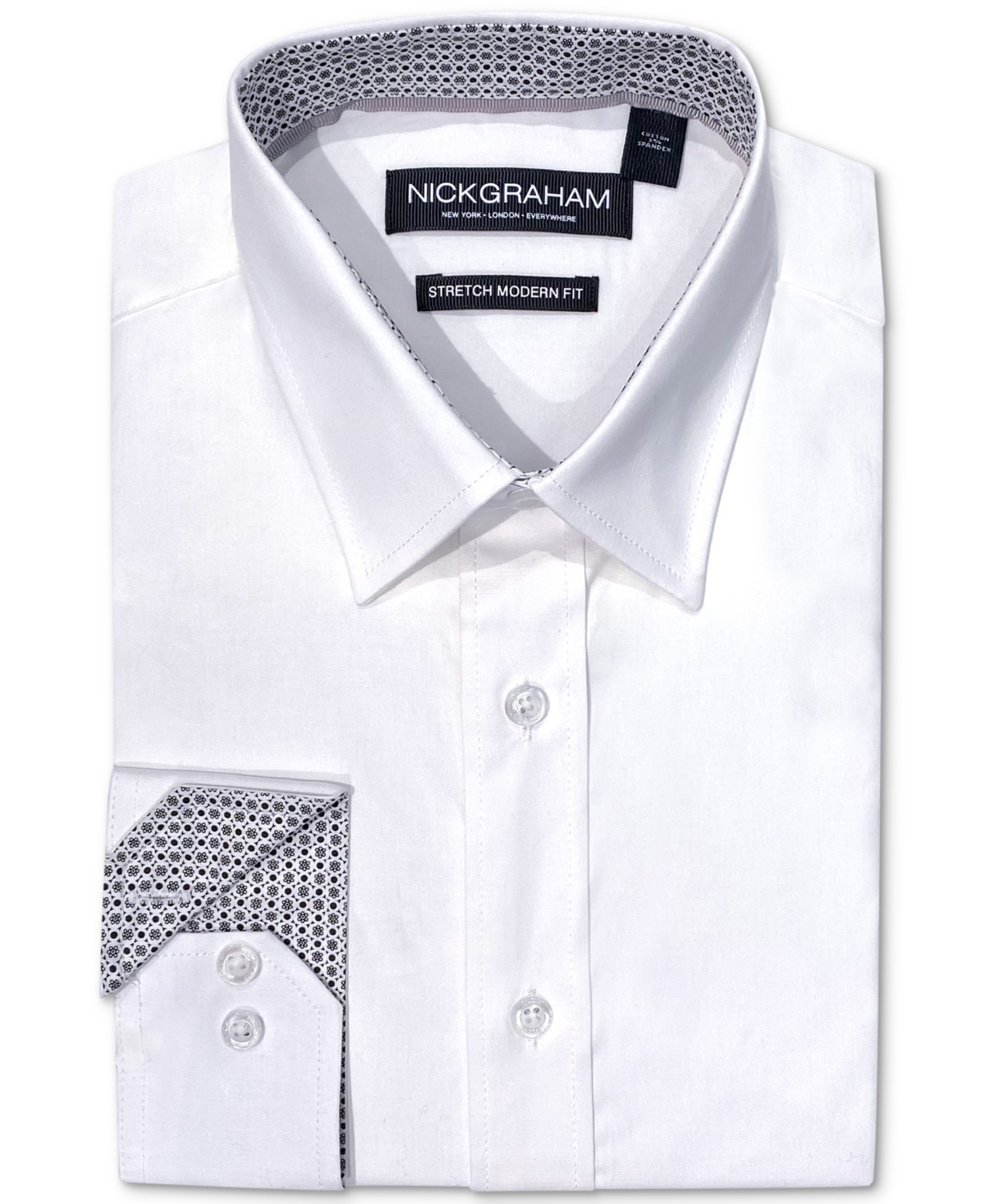 Nick Graham Men's Poplin Solid Dress Shirt In White