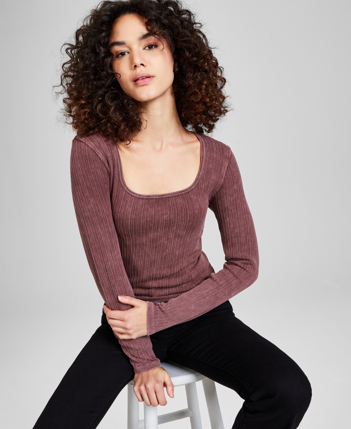 And Now This Women's Seamless Square-neck T-shirt, Created For Macy's In Brown