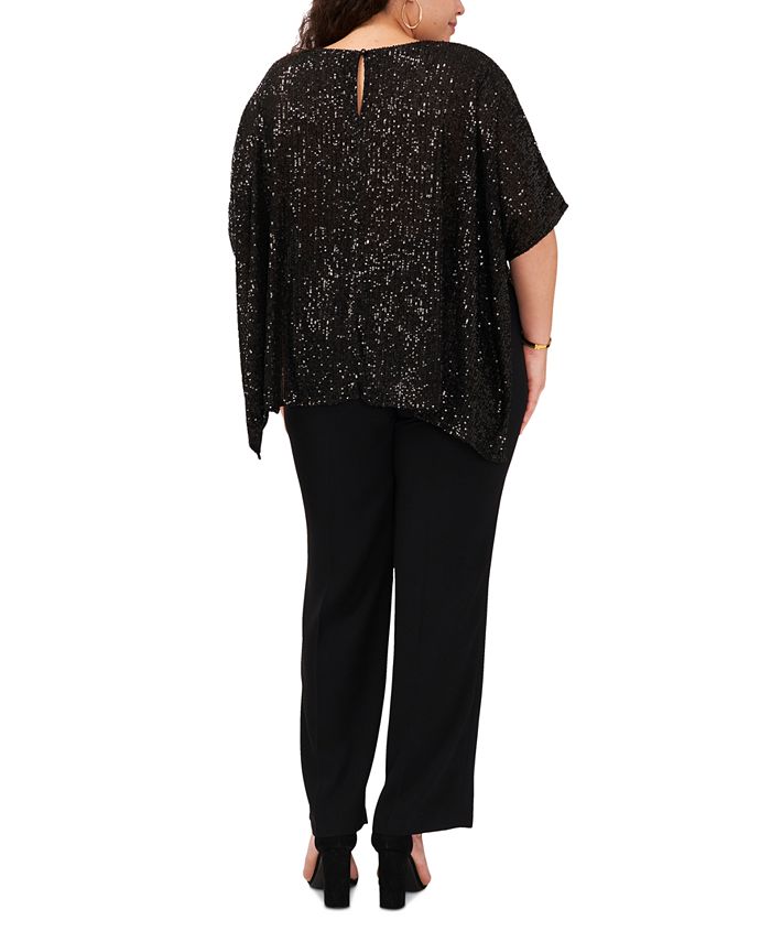 NY Collection Plus Size Sequin-Front Poncho Top - Macy's