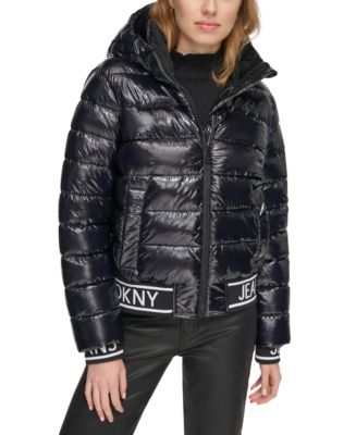 Dkny edit puffer hooded clearance jacket