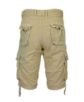 Men's Vintage-Like Cotton Cargo Belted Shorts