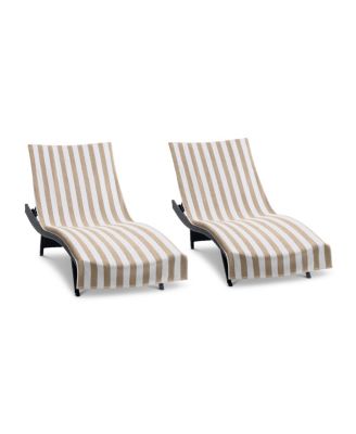 California Cabana Chaise Lounge Covers (2 Pack), Striped Color Options, 30x85 in. with 8" Fitted Pocket for Beach or Pool Chair