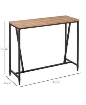 Rustic Industrial Bar Table with Metal Legs & Large Tabletop for Home Bar