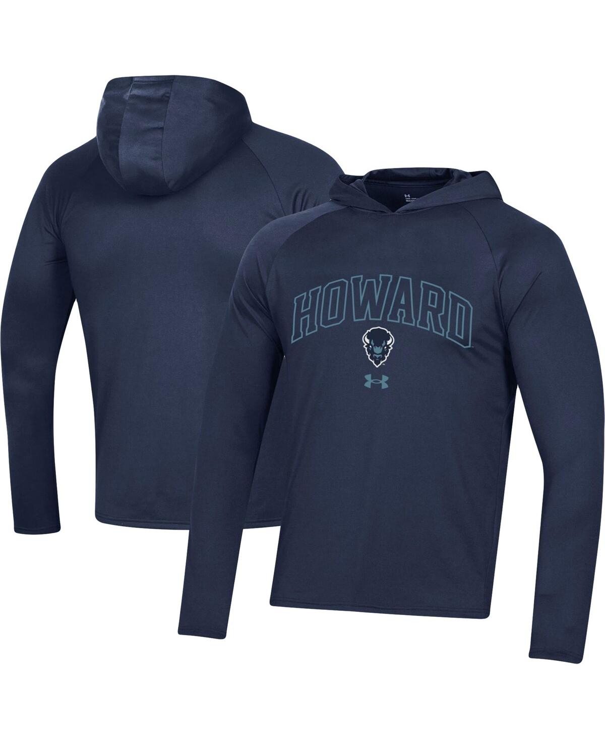 Under Armour Men's  Navy Howard Bison 2023 Sideline Tech Hooded Raglan Long Sleeve T-shirt In Navy