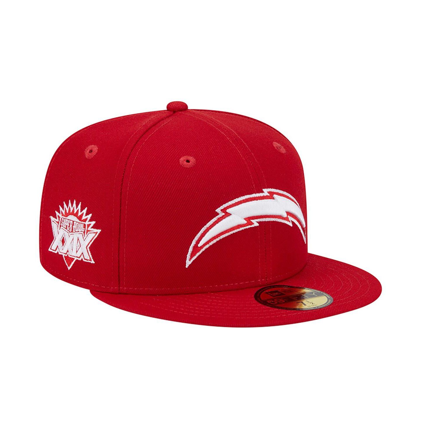 Мужская кепка New Era Scarlet Los Angeles Chargers Super Bowl XXIX Main Patch 59FIFTY Fitted Hat — фото 1