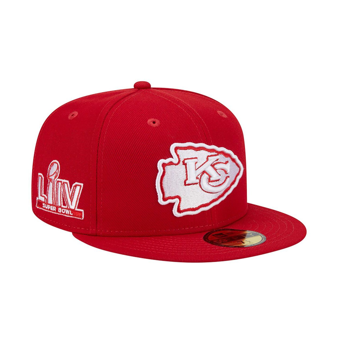 Мужская кепка New Era Scarlet Kansas City Chiefs Super Bowl LIV Main Patch 59FIFTY Fitted Hat — фото 1
