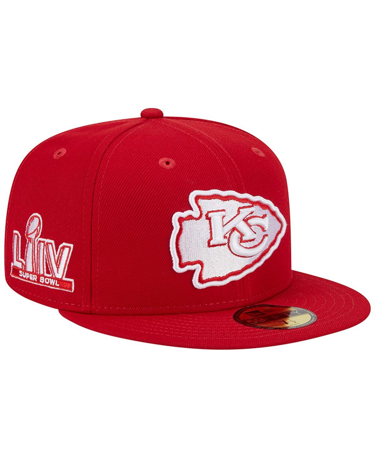 New Era Men's  Scarlet Kansas City Chiefs Super Bowl Liv Main Patch 59fifty Fitted Hat