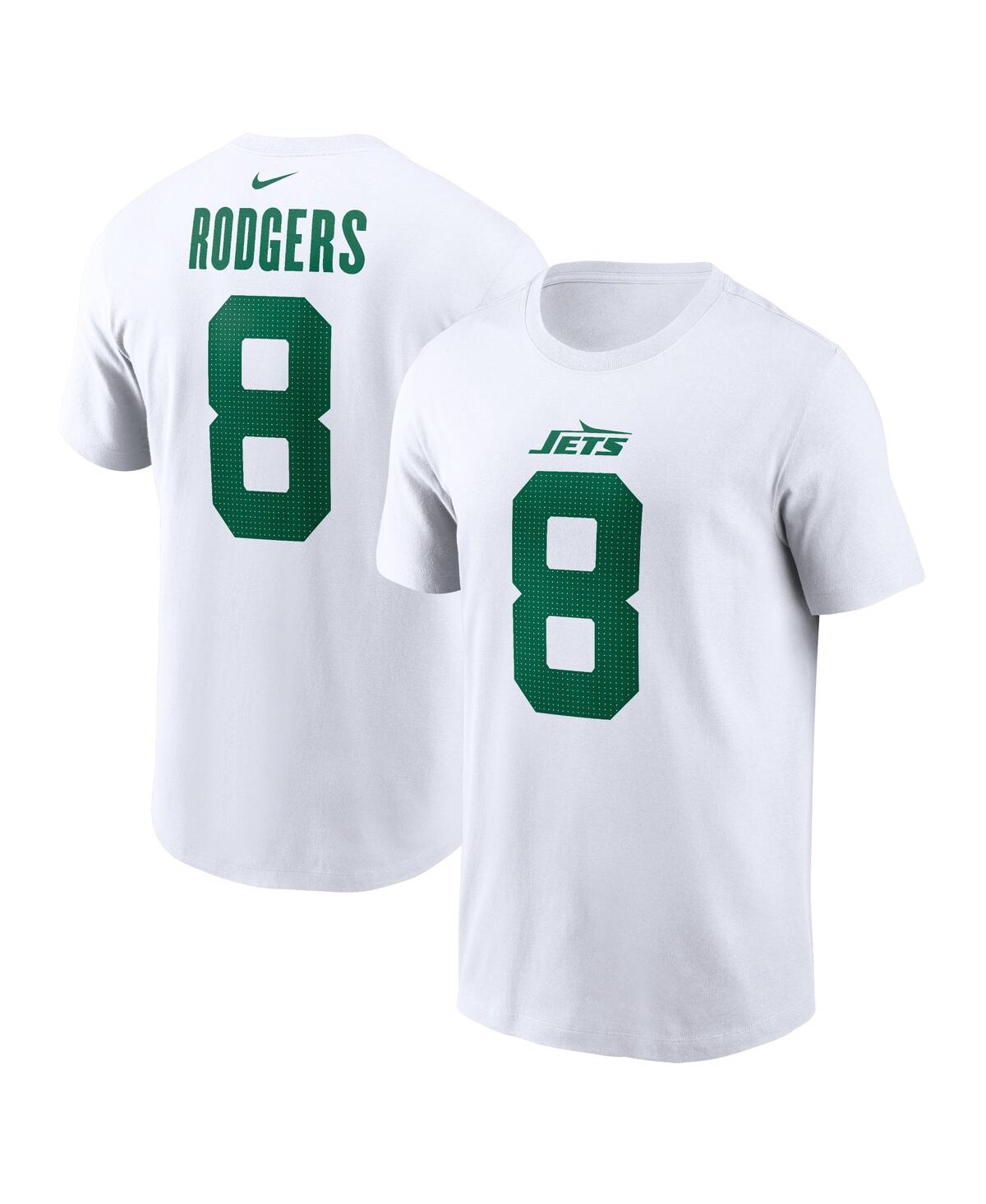 Nike Men's  Aaron Rodgers White New York Jets Legacy Player Name And Number T-shirt