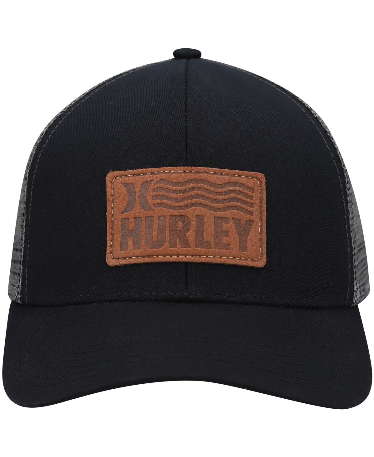 Shop Hurley Men's  Black Waves Trucker Snapback Hat