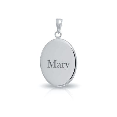 Classic Blue White Carved Oval Simple Framed Victorian Lady Portrait Mother and Child Cameo Pendant Necklace Wife Sterling Silver