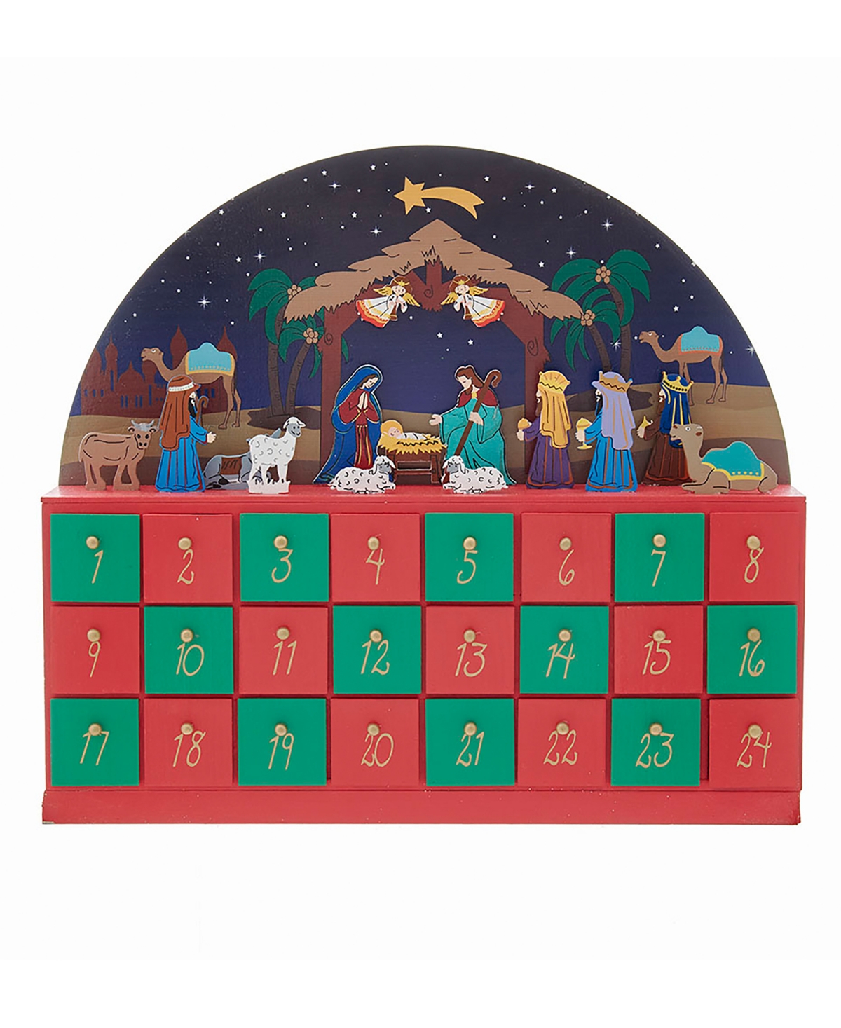 Kurt Adler Wooden Nativity Advent Calendar In Multi