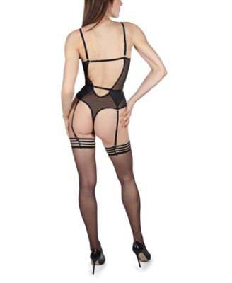 Women's Bette V-neck Swiss Dot Thong-Style Bodysuit