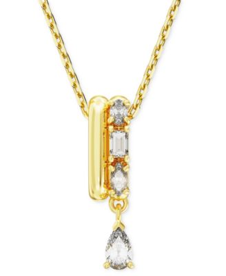 Swarovski - Gold-Tone Crystal & Polished Bar Pendant Necklace, 15" + 2" extender