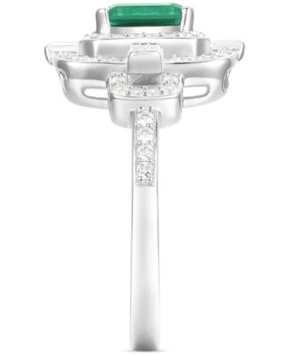 Emerald (1 ct. t.w.) & Diamond (1/2 ct. t.w.) Statement Ring in 14k White Gold